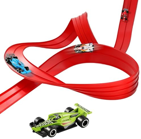Roll -up Race Track - 390x8cm Piace Flessibile, Giocattolo Portatile In PVC, Gioco Per Auto Con Design Della | Emozionante Playset Per La Camera Da Letto Al Coperto E I Bambini In Età Prescola
