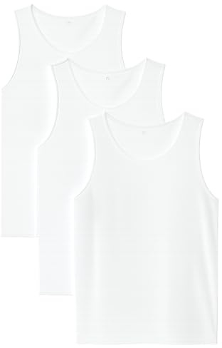 COSHAL® 3 Vest Men's Black Sleeveless 100% Cotton Mens Tops Summer Tank Top for Gym Workout Men Tshirt Everyday Athletic Wear Running Undershirt Multipack Vest White S