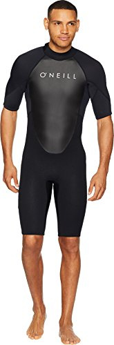 O'Neill Men's Reactor-2 2mm Back Zip Short Sleeve Spring Wetsuit, Black/Black, MS