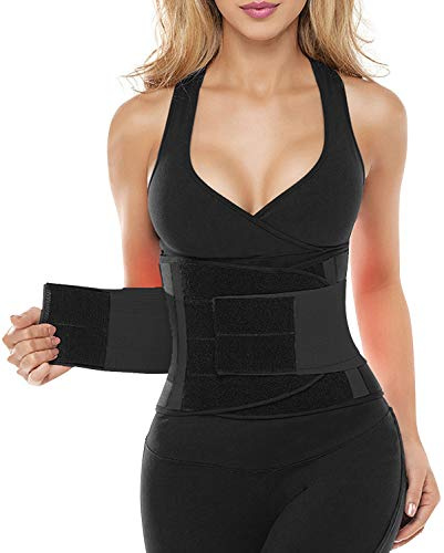 SHAPERX Waist Trainer for Women Tummy Control Waist Cincher Belt Workout Sweat Band Back Support Sport Girdle, SZ8002-New-Black-S