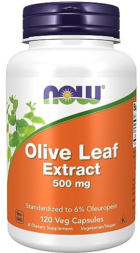 Now Foods Olive Leaf Extract (Olivenblattextrakt), 500mg,Oleuropein, hochdosiert, 120 vegane Kapseln, Laborgeprüft, Sojafrei, Glutenfrei, Vegetarisch, Ohne Gentechnik