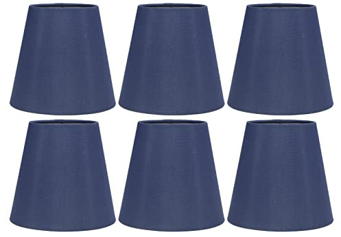 Pantalla de tela para lámpara de mesa, suave luz protectora para lámparas, cubierta de bombilla E14 Clip, tela de algodón negro con marco de metal, para lámparas de pared, mesa y techo(Azul.)