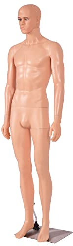 TANGZON 184CM Male Mannequin Full Body, Rotatable Shop Window Manikin with Metal Base & Calf Pin, Clothes Display Dummy Model