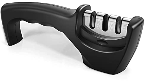 JANREAY Affilacoltelli, affilacoltelli, affilacoltelli manuale di qualità a 3 livelli per aiutare a lucidare, affilare e riparare coltelli da cucina, accessori per coltelli da cucina