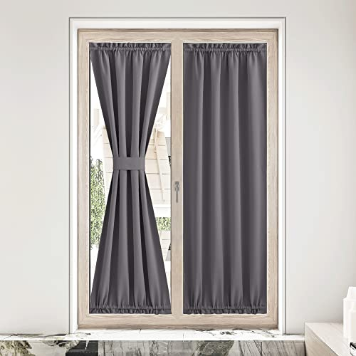 NICETOWN Tende per finestre isolate termicamente per l'inverno, tenda per porta della cucina, con tasca per asta, per porta d'ingresso per aule/patio, in vetro, 91,4 x 203,2 cm, 1 pezzo, grigio