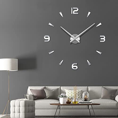 Reloj de Pared, Adhesivo para Bricolaje, Reloj Moderno sin Marco, Reloj 3D, números Romanos, Pegatinas de Espejo, Arte de Pared, decoración del hogar, Manualidades