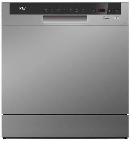 Lavavajillas compacta NEI NDW8S-3802FS, Clase F, 8 juegos, 7 programas, 55 cm, plata