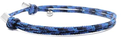 Nato Cuff - Bracciale Paracord 2mm - Fatto a mano in Francia - Gioiello Uomo o Donna regolabile (Nero/Blu)