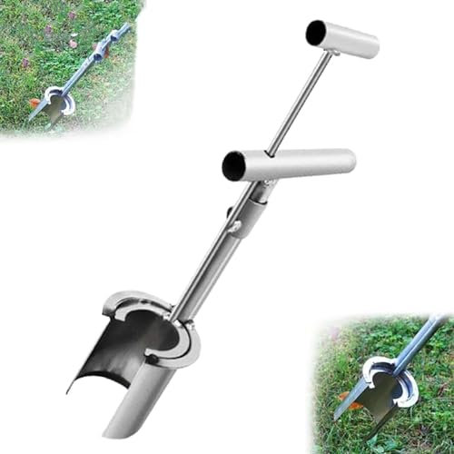 WOZLO Plantador de cebollas con mango largo, herramienta para trasplantar plantas, plantador de árboles frutales de acero inoxidable, ideal para el cultivo de diferentes verduras y cobertura del suelo