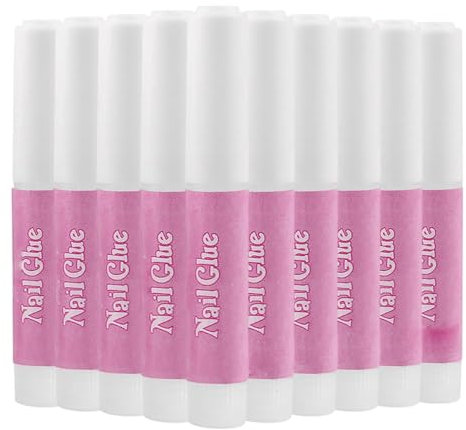 Rubu22a Nagelkleber Für Kunstnägel, Tips, Acryl Nagelset, Nail Art - Extra Stark, Wasserbeständig, Rosa, Flasche mit Pinselapplikator (20ml) - Nagelpflege, Nageldesign