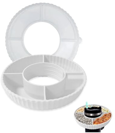 YZROHYI Cuenco de Aperitivos para Stanley Cup Snack Bowl,Tazón de Silicona para Aperitivos con Tapa,Bol Snacks Compatible con 4 Compartimentos,Bandeja de Snack Compatible con Stanley Accesorios