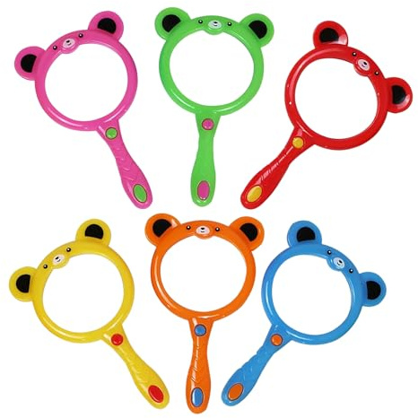 Kixolazr Lupa para Niños | Lupas Miniaturas para Niños con Diseño Ergonómico Y Antigolpes - Juego De 6 Lupas Portátiles En Forma De Oso con Empuñadura Ergonomica para Exploración Científica