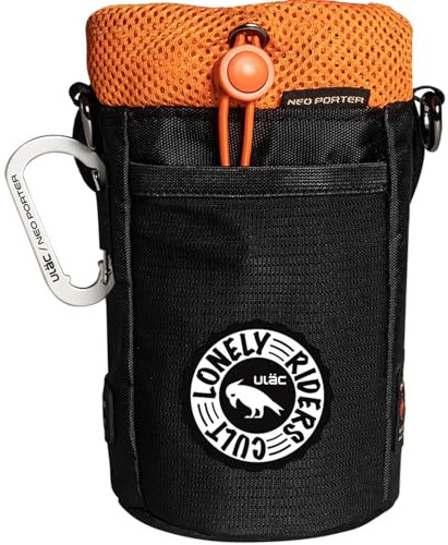 ULAC C-Hold DX-2 - Bolsa Multiusos para Bicicleta de 1 l con Aislamiento térmico, Correa extraíble y mosquetón, Montaje en Manillar, Tubo Superior y Enganche para Manillar, Color Negro