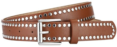 AIEOE Ceinture Punk Vintage pour Femme Y2K avec Clous Ceinture Cosplay en Cuir PU pour Jeans Pantalons Gothiques 2,8 * 107 cm Marron