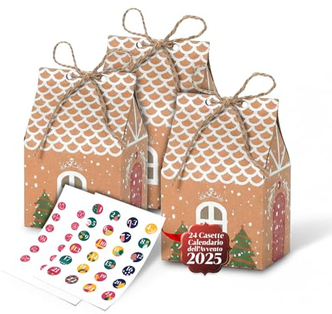 Avilia - Calendario Avvento 2025 con 24 Casette Decorative Riutilizzabili per Dolcetti e Sorprese, Design Elegante Fai da Te, Idea Regalo Natalizia per Famiglie e Bambini