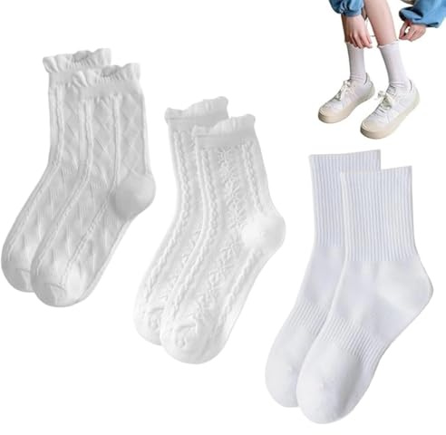 UIEXAY Chaussettes Traditionnelles Femmes Dirndl avec Volants 3 Paires de Chaussettes en Dentelle pour Oktoberfest Accessoire de Tenue Traditionnelle pour Femmes