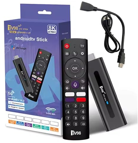 Clé TV 4K 2 go + 16 go Commande vocale 4 Applications Cliquez sur BT5.0 H313 WiFi5 Double 2.4G/5G Quad-Core 64 Bits HDR10 + Ultra USB HD clé TV Intelligente