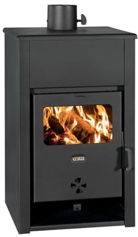 PRITY K2 D träugn 11,6 kW, energieffektivitetsklass A+, 80,7 % effektivitet, Ø 130 mm rökrör, stål- och gjutjärnskonstruktion