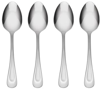 Oneida Satin Sand Dune Everyday Flatware Dinner Spoons, Set of 4, 18/0 Stainless Steel, Silverware Set, Dishwasher Safe