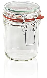 Leifheit Drahtbügelglas, 370 ml, spülmaschinenfestes Einmachglas, Vorratsglas zum Einlegen, Einmachen und Einkochen, dekoratives Einmachglas mit Deckel