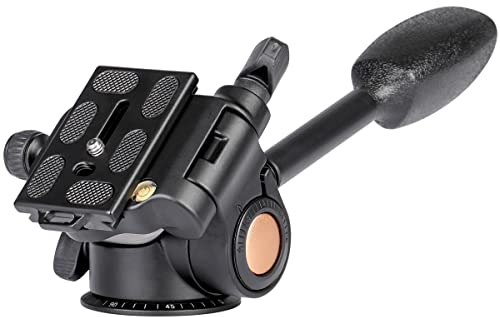 Koolehaoda Cabezal Giratorio para trípode Cabezal Tridimensional de amortiguación hidráulica de un Solo Mango de 360 ° con Placa de liberación rápida para trípode, monopié, cámara DSLR, videocámara