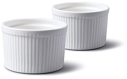 WM Bartleet & Sons 1750 Lot de 2 ramequins profonds traditionnels en porcelaine Ø 10 cm - Blanc - TSET37