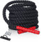 CCLIFE Battle Ropes Schlachtseil 9m 12m 15m Ø38mm Fitnesse Sport Tau Trainingsseil Fitnessseil Sportseil Battle Rope für Fitnessstudio Muskelaufbau, Größe:12m Schwarze Seile. mit Halterung