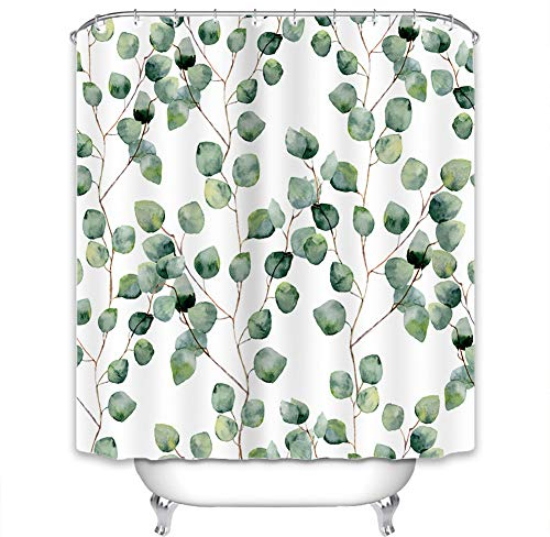 X-Labor Duschvorhang Wasserabweisend Anti-Schimmel inkl. 12 Duschvorhangringe Badewannevorhang für Badezimmer Shower Curtain Blatt-C 180x200cm