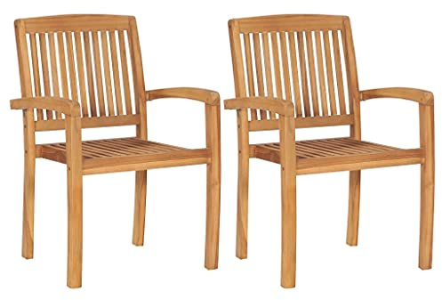 vidaXL Stapelbara trädgårdsstolar 2 st massiv teak