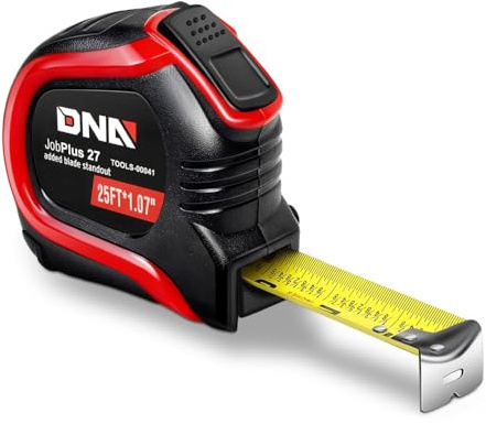 DNA Motoring TOOLS-00041 Heavy Duty Steel Blade Imperial Measuring Tape - 25 ft. Tape Reel with 1/16 inch Graduations, Push Button Lock