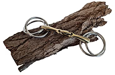 Esposita Doppelringtrense Fahrgebiss - doppelt gebrochen - Messing Mundstück - Ringe aus Edelstahl 13,5cm