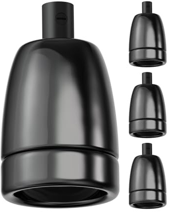 ledscom.de 4 pezzi presa E27, porcellana, nero, 230V AC, max. 300W