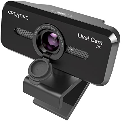 Creative Live E!Cam Sync V3 2K QHD Webcam USB con zoom digitale 4X (4 modalità zoom da grandangolo a stretto ritratto), obiettivo privacy, 2 microfoni per PC e Mac