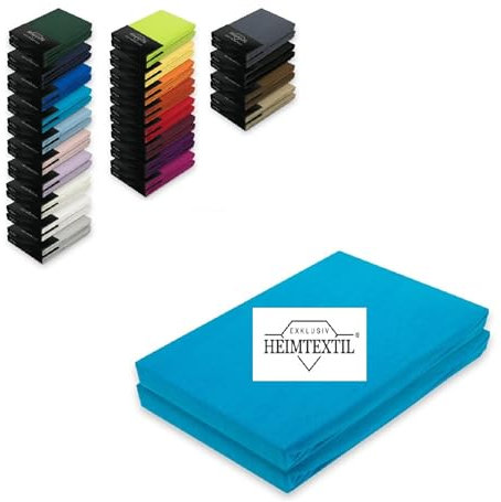 EXKLUSIV HEIMTEXTIL Marke Jersey Spannbettlaken Doppelpack 90-100 x 200 cm Türkis