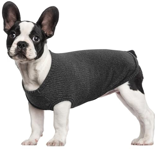 Hjumarayan Hundepullover Kleine Hunde - Hundeshirt Dünn Hunde Pullover Sonnenschutz Tshirt Elastisch Hundepulli Gestreifte Shirt Pullis für Chihuahua Yorkshire Terrier (Schwarz/Grau XXS)