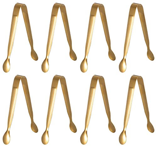 PAREKS 8 pinze per il ghiaccio in acciaio inossidabile per asciugamani da portata pinze per zucchero clip per antipasti piccole pinze per pane e torta clip per tè e caffè bar cucina rosa dorato
