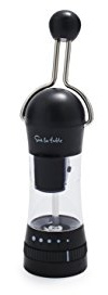 Sur La Table Ratchet Mill, Black – Ceramic Stone Grinder Pepper & Spice Grinder with Adjustable Coarseness, Front-Loading Refill, Durable Manual Seasoning Tool for Kitchen and Table