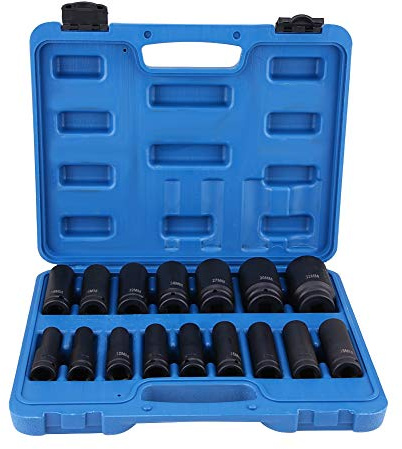 Set di chiavi a bussola esagonali 1/2, 16 pezzi, con trattamento termico, dimensioni stampate, scatola di plastica per conservazione, temprata e temprata