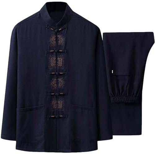 GImLy Tai Chi Anzug Damen Herren Kung Fu Qigong Wing Chun Shaolin Wushu Lange Ärmel Training Freizeit Kleidung Uniform Jacke Hose Bequem Kleidung Für Morgengymnastik,A,3XL
