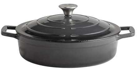 APS 88305 - Casseruola con coperchio 5 STARS, in ghisa, adatta a induzione, utilizzabile in forno, con supporto per coperchio, Ø 28 cm, 3 litri, colore: antracite