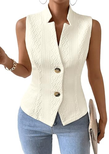 Mina Self Summer Clothes Outfits for Women 2026 Sweater Vest Summer Fashion Womens Vests Trendy Lightweight Beige Casual Fitted Light Cute Ladies Top Business Casual Work Office Dressy Women's Blazers