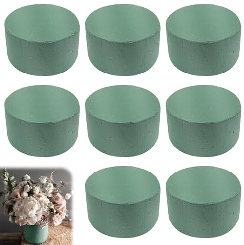 GOMETY 8 Stück 8 x 4 cm Blumensteckschaum, Steckschaum Rund Schneidbar Nasssteckschaum, Steckmoos, Steckmasse Kegel Blumengestecke Steckschwamm zum Basteln, Hochzeit, Geschenke, Deko