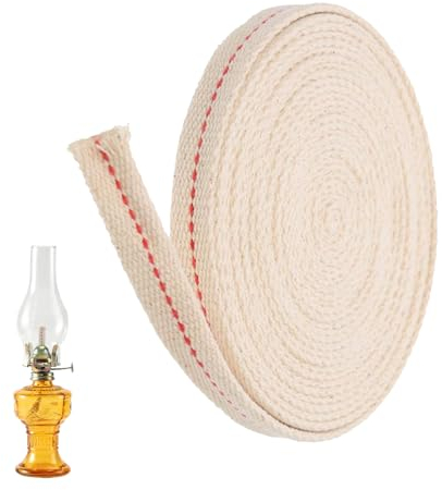 Docht für Öllampen, Lampendocht, Ersatzdocht, Baumwolle Docht, Flachdocht, Docht für Sturmlaterne, Kann Eine Warme Atmosphäre Schaffen, Geeignet für Petroleumlampen und Öllampen, 1.2cm x 10m