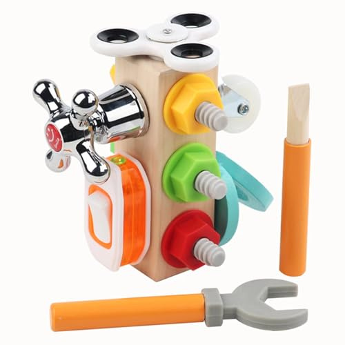 vilovio Montessori Wooden Busy Cube Kids Tools Set for 3 4 5 Years Old Boys Girls, STEM Fine Motor Skills Toys，Basic Skills Educational,Sensory Activities Toys for Kids