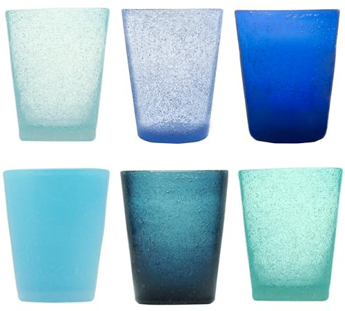 MEMENTO Set 6 bicchieri acqua in pasta di vetro 300cc (Oceano)