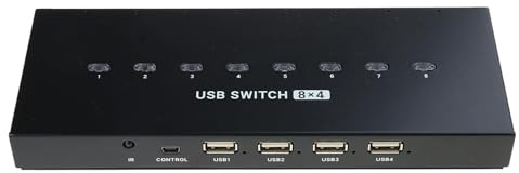 KAHDGSS Commutateur manuel 8 ports USB 2.0 KVM 8 entrées 4 sorties PC partage périphériques USB pour claviers d'imprimante