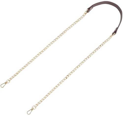 CALFOVERA Correa de Cuero con Cadena Dorada para Bolso de Mano, de 1.18 m, con Cadena Metálica para Hombro, de Piel Sintética, de Repuesto, para Bolso de Mano, Accesorios DIY (Marrón Coco)