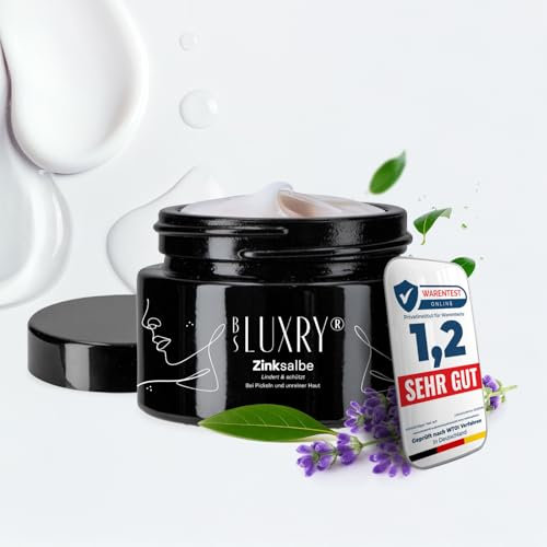 BS Luxry® Zinksalbe gegen Pickel & Akne – 50ml – mit Zinkoxid, Teebaumöl, Salicylsäure, Lavendel & Sheabutter – bei unreiner Haut, Mitessern- reduziert sichtbare Poren & Rosacea