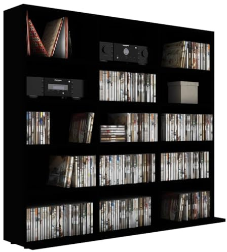 Tomostar Étagère Rangement CD/DVD, Meuble de Rangement CD et DVD Armoire à CD Étagère Bibliothèque Noir 100x23x89,5 cm Aggloméré