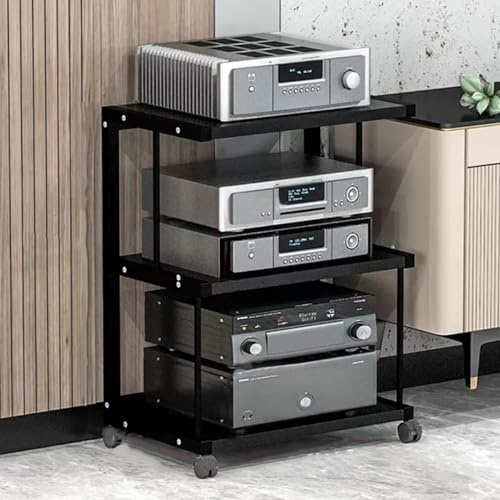 Multifunktionell HiFi-hylla, mobil ljudförvaringshylla, öppen ljudnizer för vardagsrum, sovrum, kontor, sovsal – svart, 83 cm (32,7 tum) ljudstativ